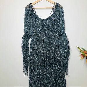 ARTKA floral print green midi dress